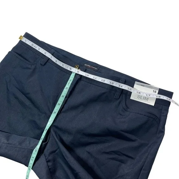 New York & Co Pants‎ Womens Size 16 Navy Mid Rise Crop Slim - Picture 7 of 8